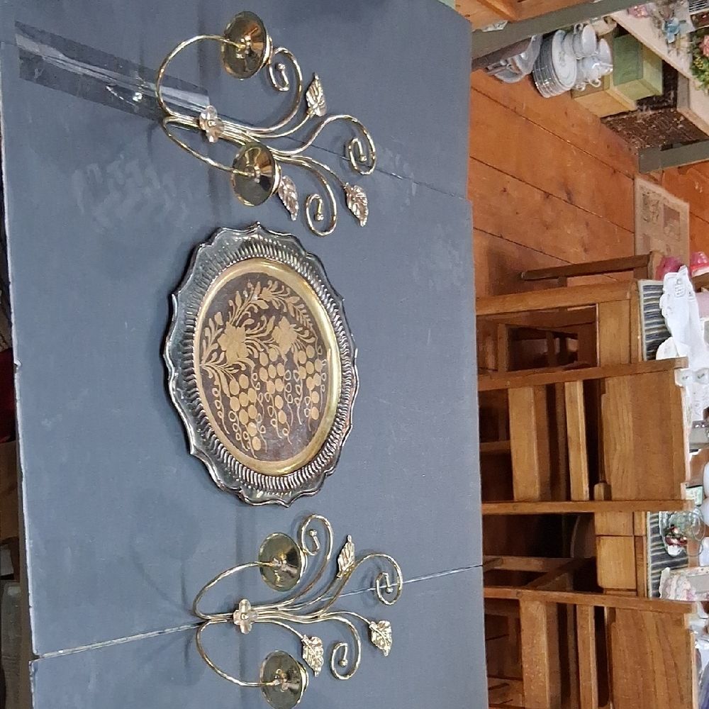 3 Pc Brass Sconces(2) & Wall Plate.
